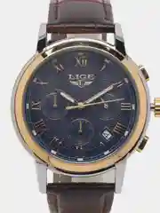 Синий меланж мужские наручные часы Lige LG9849 c хронографом, в подарочной упаковке