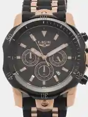 Бронзовый мужские наручные часы Lige LG9972 с хронографом, в подарочной упаковке