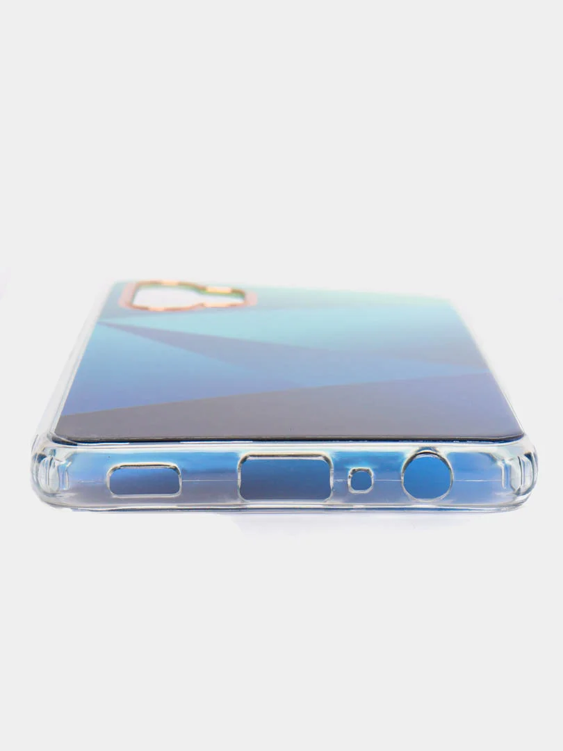 Синий силиконовый чехол Samsung A32 рисунком,из органического стекла