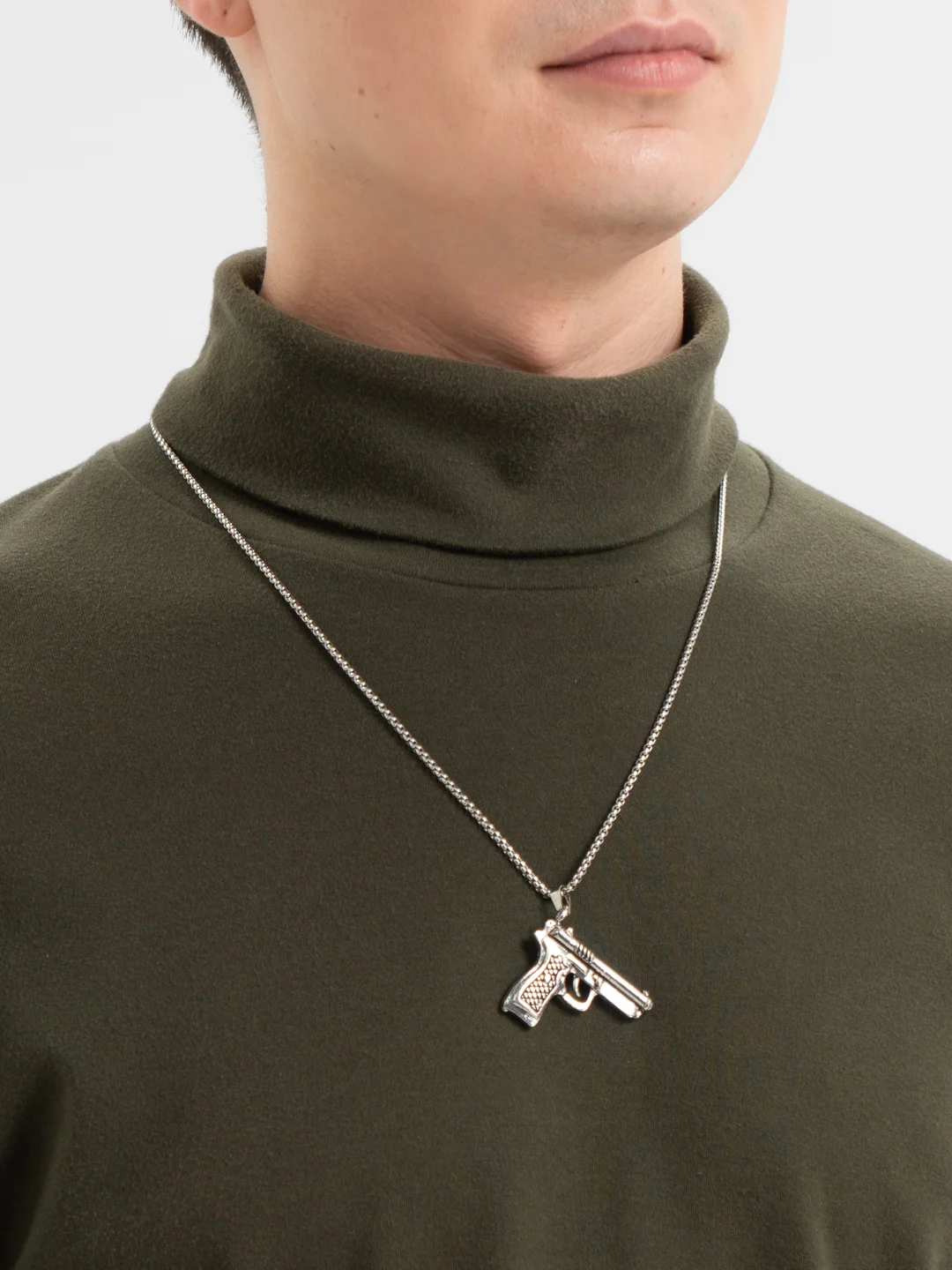 Серебряный цепочка мужская, из нержавеющей стали, с кулоном