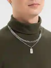Двойная цепочка из нержавеющей стали, мужская