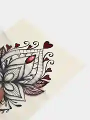 Зеленый татушки, временная тату Цветы/Ловец снов 21*14 см/Переводная тату, цветные, черно-белые