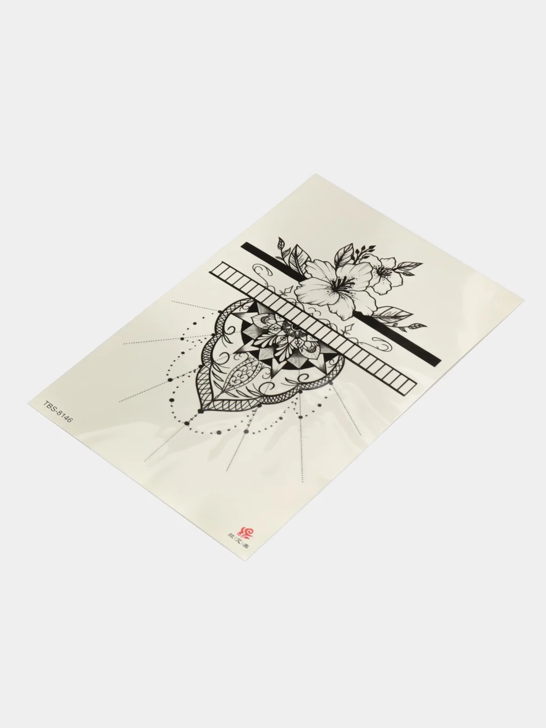 Индиго татушки, временная тату Цветы/Ловец снов 21*14 см/Переводная тату, цветные, черно-белые
