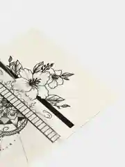 Индиго татушки, временная тату Цветы/Ловец снов 21*14 см/Переводная тату, цветные, черно-белые