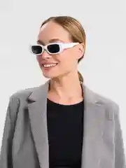 Белый солнцезащитные очки, прямоугольные