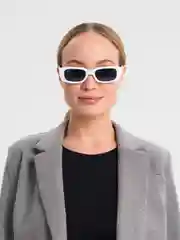 Белый солнцезащитные очки, прямоугольные