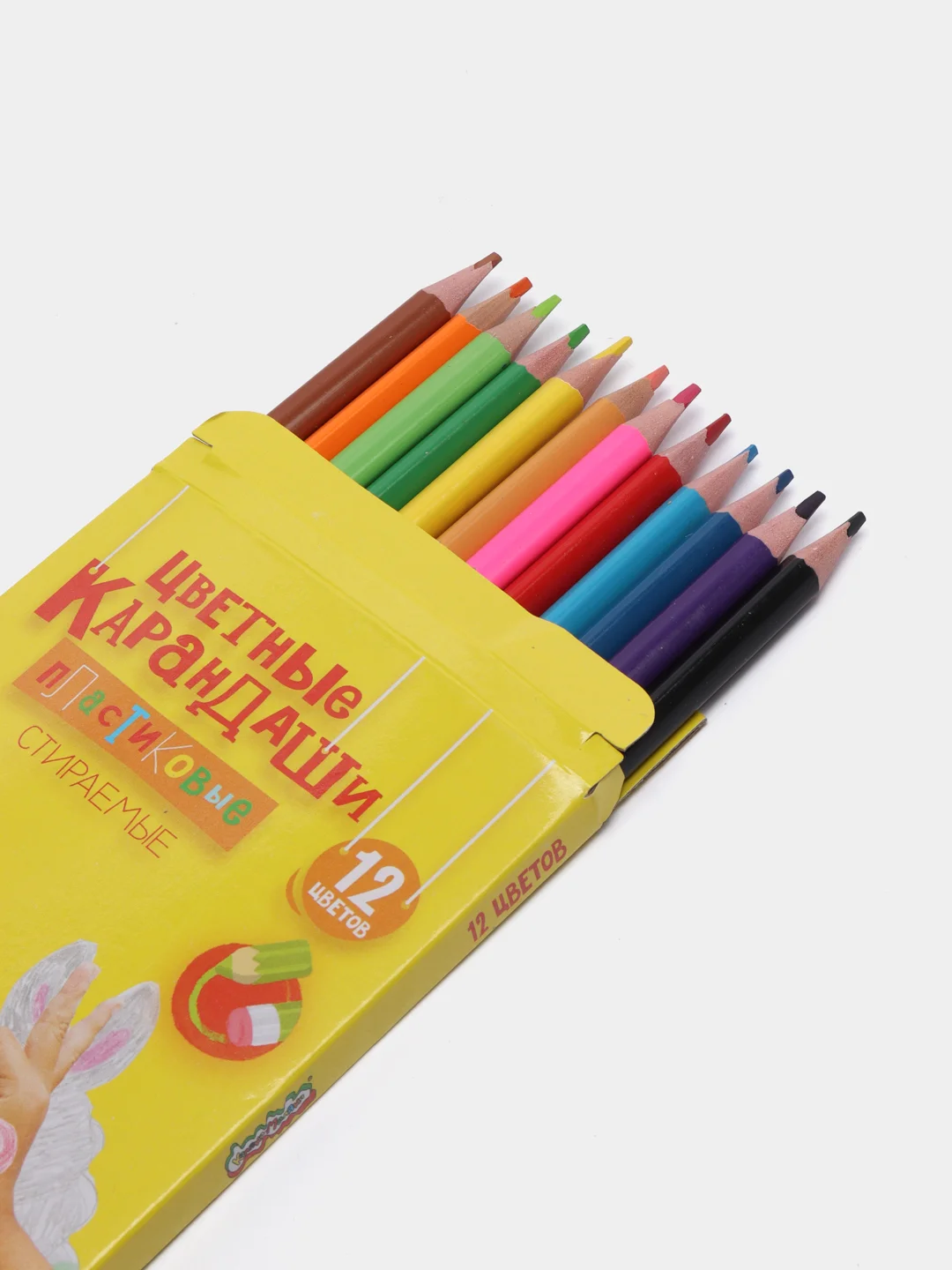 Карандаши трехгранные стираемые Каляка-Маляка, с ластиком, 12 цветов