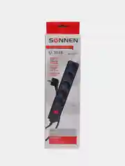 Сетевой фильтр SONNEN,5 розеток, заземление, выключатель, 10А, длина 5м, черный, 513490
