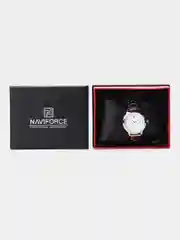 Серебряный женские наручные часы Naviforce NF5008 с календарём в подарочной упаковке