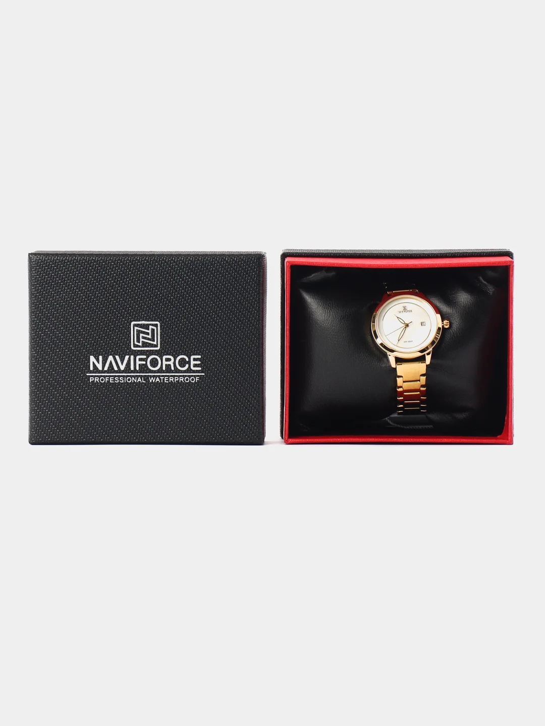 Розовый женские наручные часы Naviforce NF5008 с календарём в подарочной упаковке
