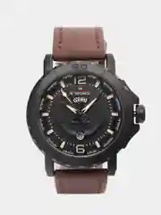 Тёмно-коричневый мужские наручные часы Naviforce NF9122 с календарём, в подарочной упаковке