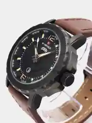 Тёмно-коричневый мужские наручные часы Naviforce NF9122 с календарём, в подарочной упаковке