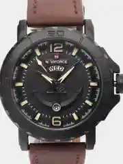 Тёмно-коричневый мужские наручные часы Naviforce NF9122 с календарём, в подарочной упаковке