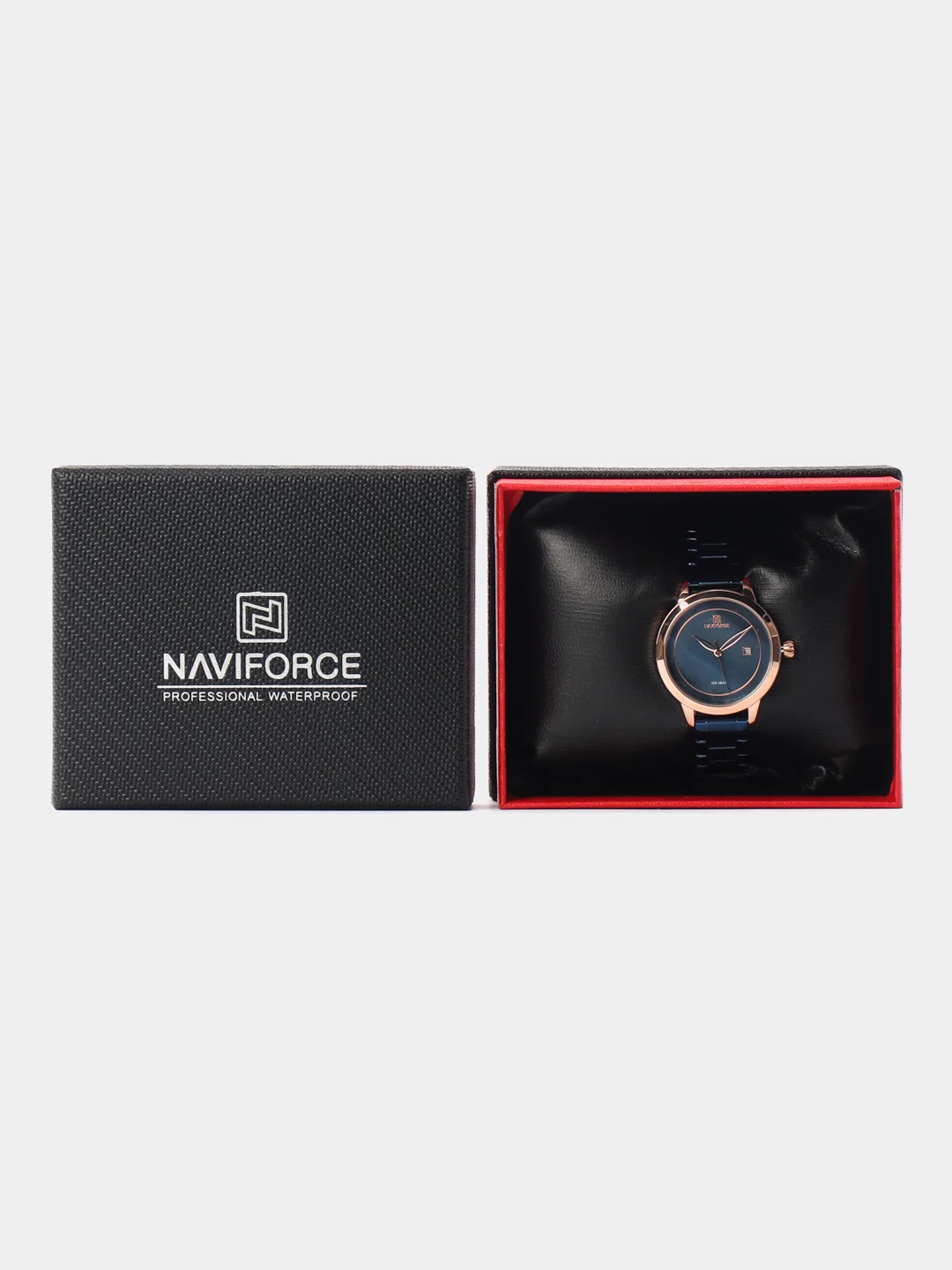 Синий женские наручные часы Naviforce NF5008 с календарём в подарочной упаковке