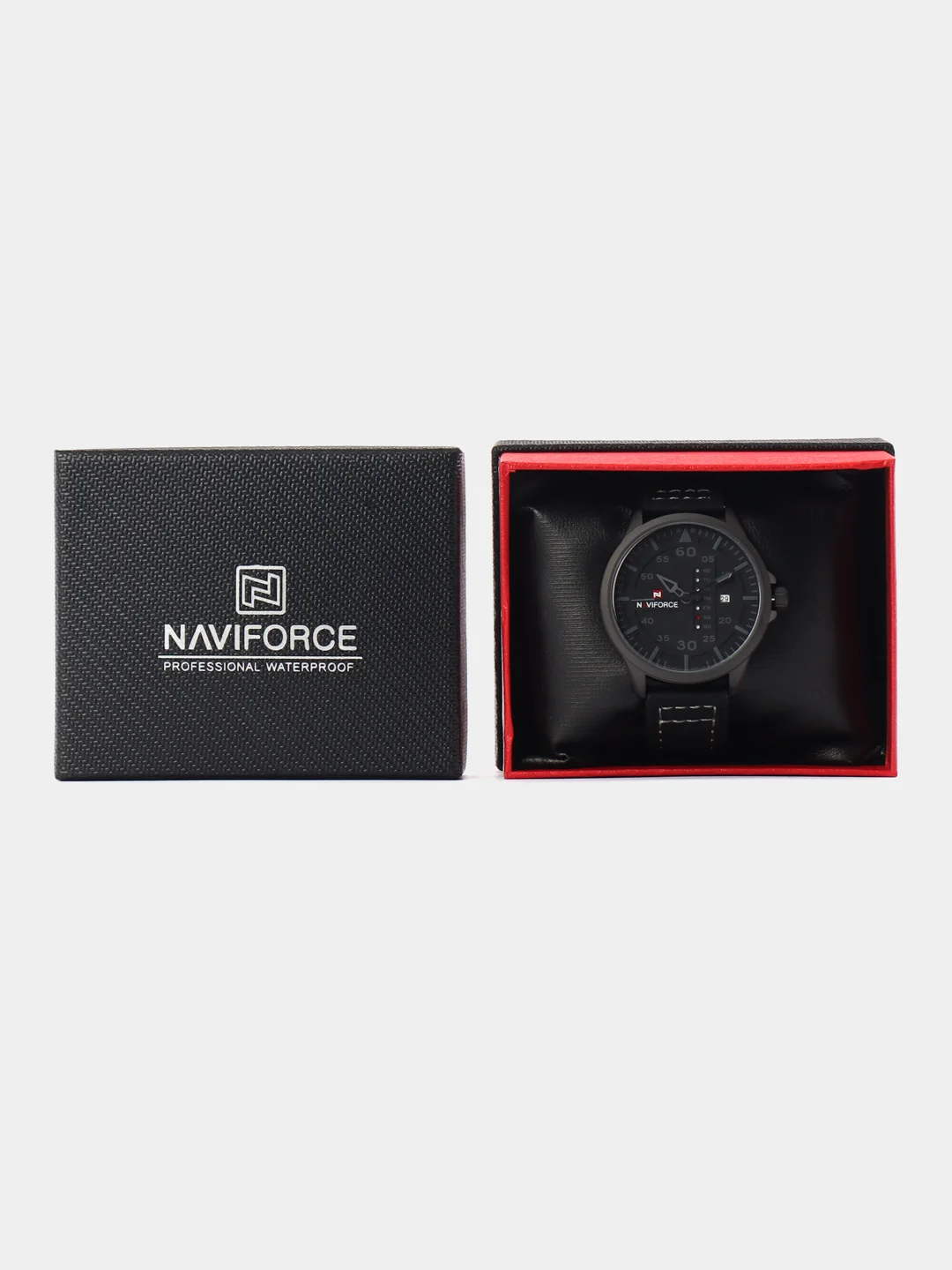 Серый мужские наручные часы Naviforce NF9074 с календарём, в подарочной упаковке