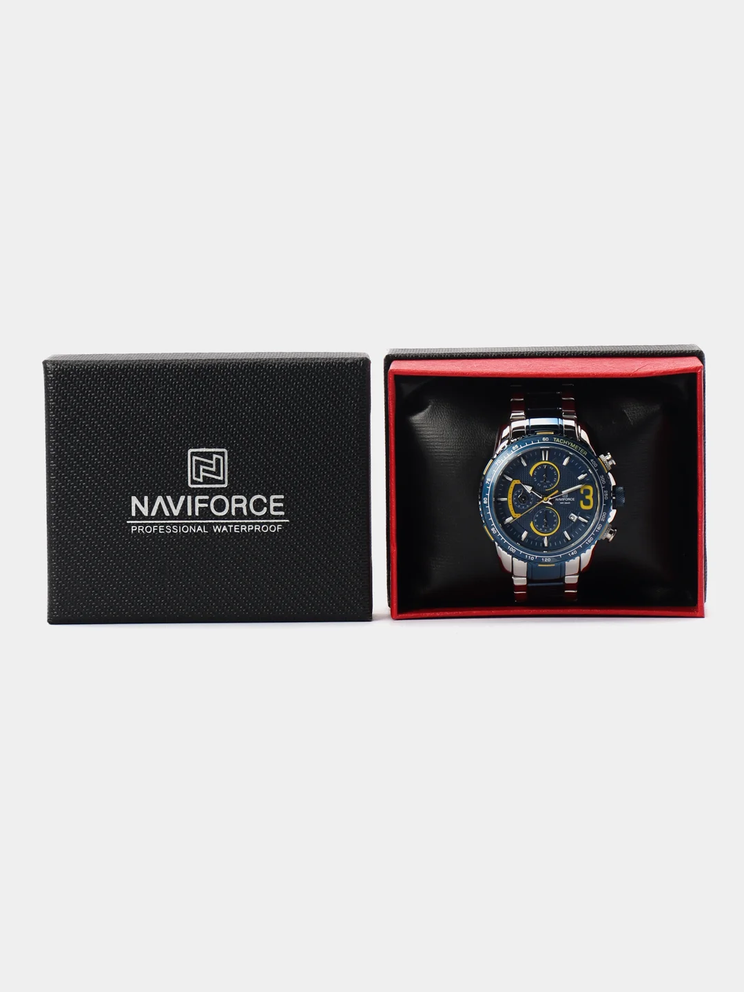 Синий мужские наручные часы Naviforce NF8017 с хронографом, в подарочной упаковке