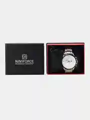 Серебряный мужские наручные часы Naviforce NF9089S с хронографом, в подарочной упаковке