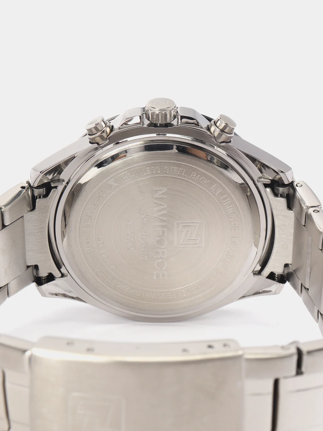 Серебряный мужские наручные часы Naviforce NF9089S с хронографом, в подарочной упаковке