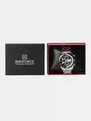 Серебряный мужские наручные часы Naviforce NF8018 с хронографом, в подарочной упаковке