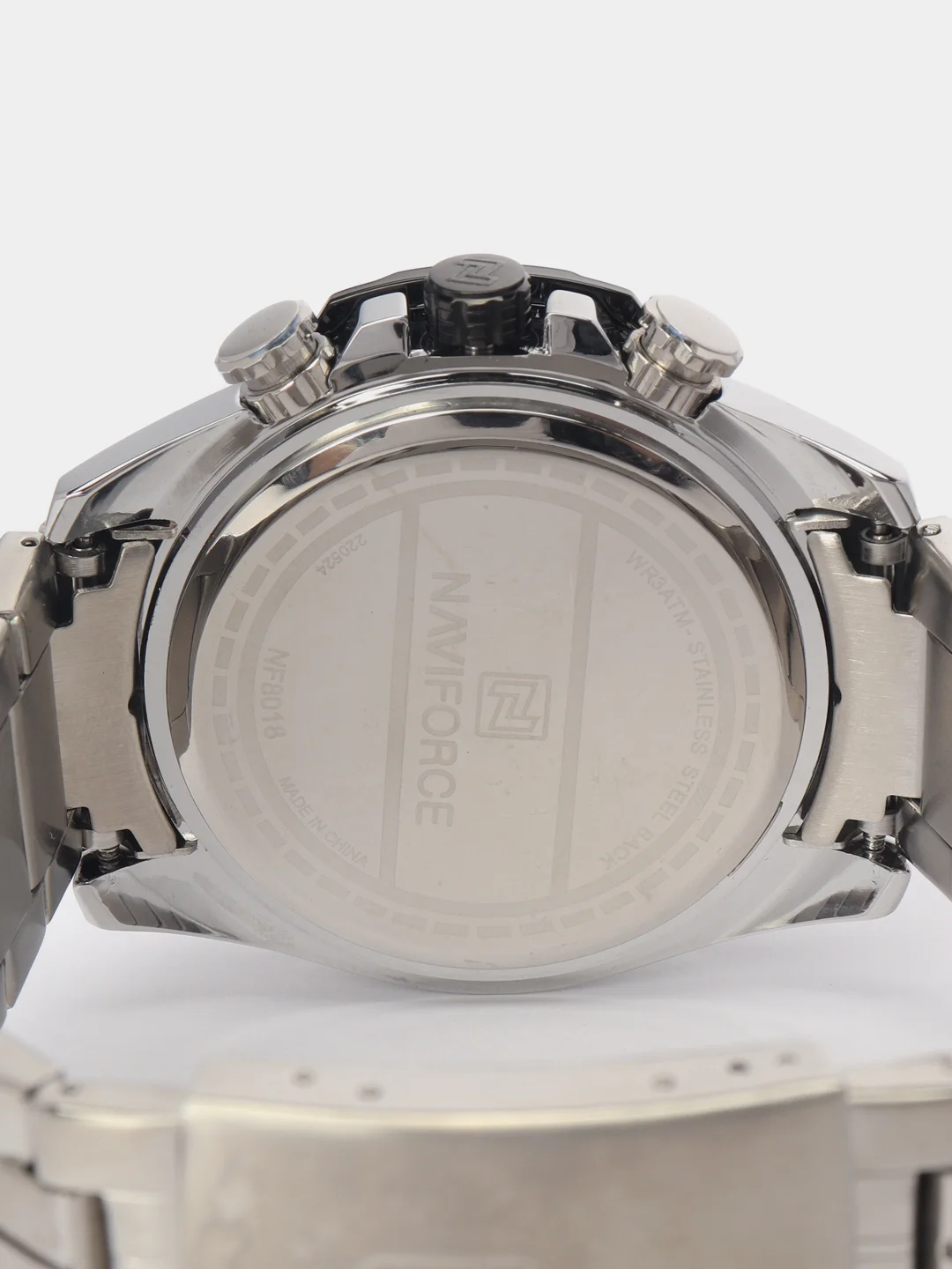 Серебряный мужские наручные часы Naviforce NF8018 с хронографом, в подарочной упаковке