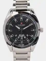 Серебряный мужские наручные часы Naviforce NF9038 с календарём, в подарочной упаковке
