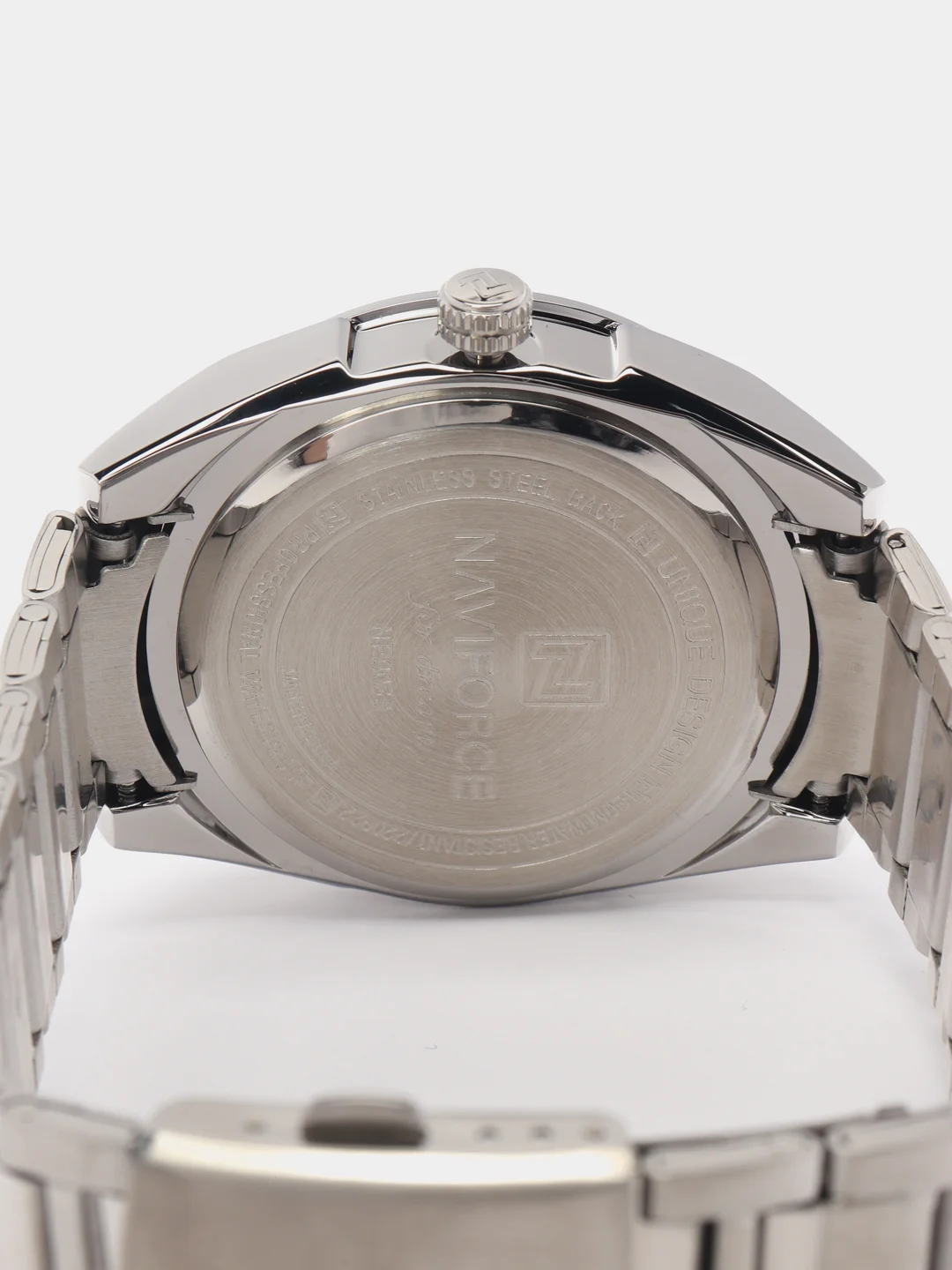 Серебряный мужские наручные часы Naviforce NF9038 с календарём, в подарочной упаковке