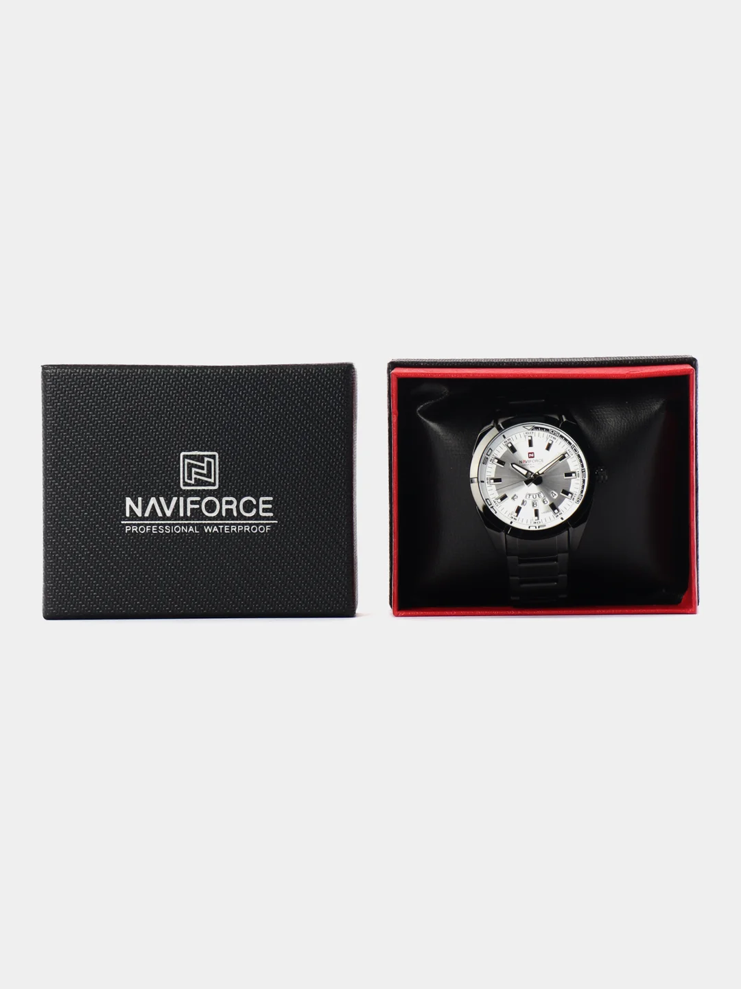 Угольный мужские наручные часы Naviforce NF9038 с календарём, в подарочной упаковке