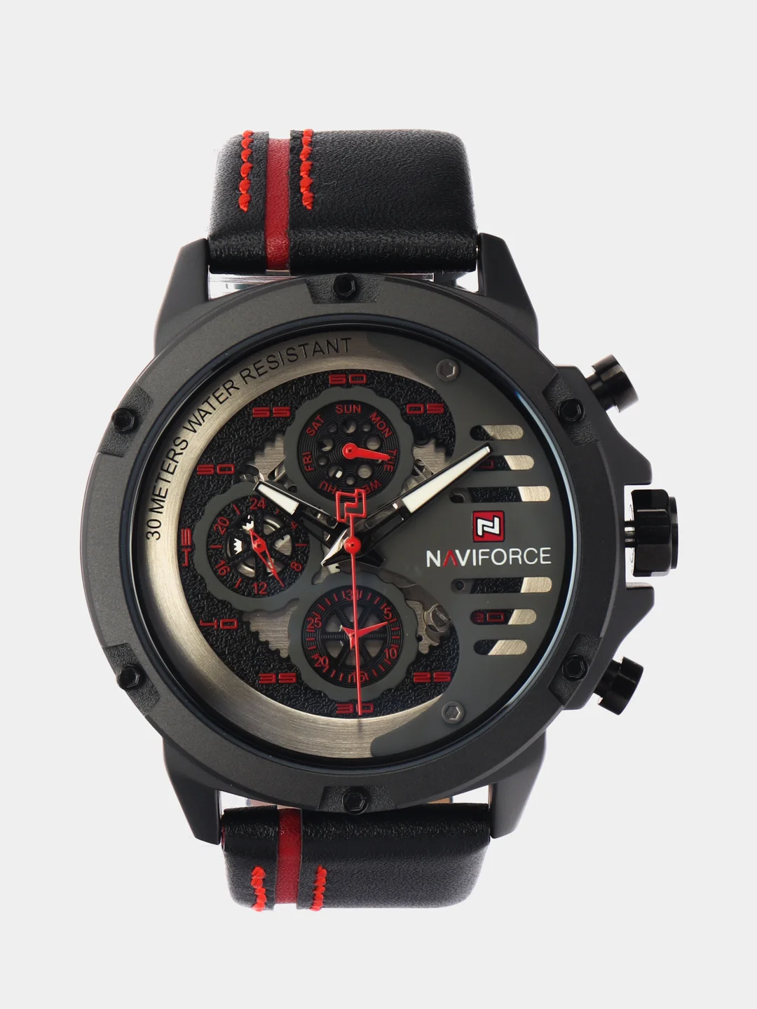 Красный мужские наручные часы Naviforce NF9110 с хронографом, в подарочной упаковке