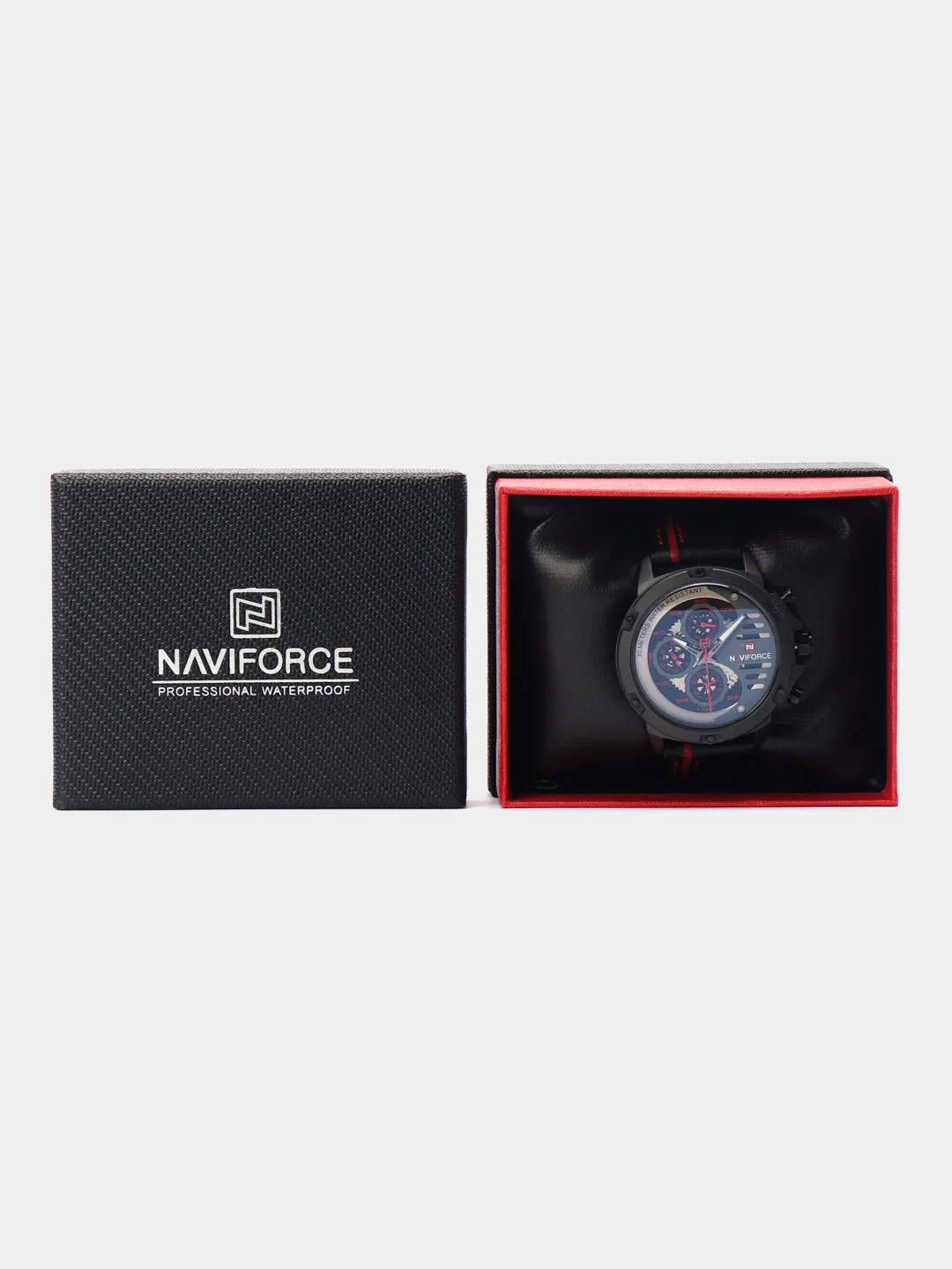 Красный мужские наручные часы Naviforce NF9110 с хронографом, в подарочной упаковке