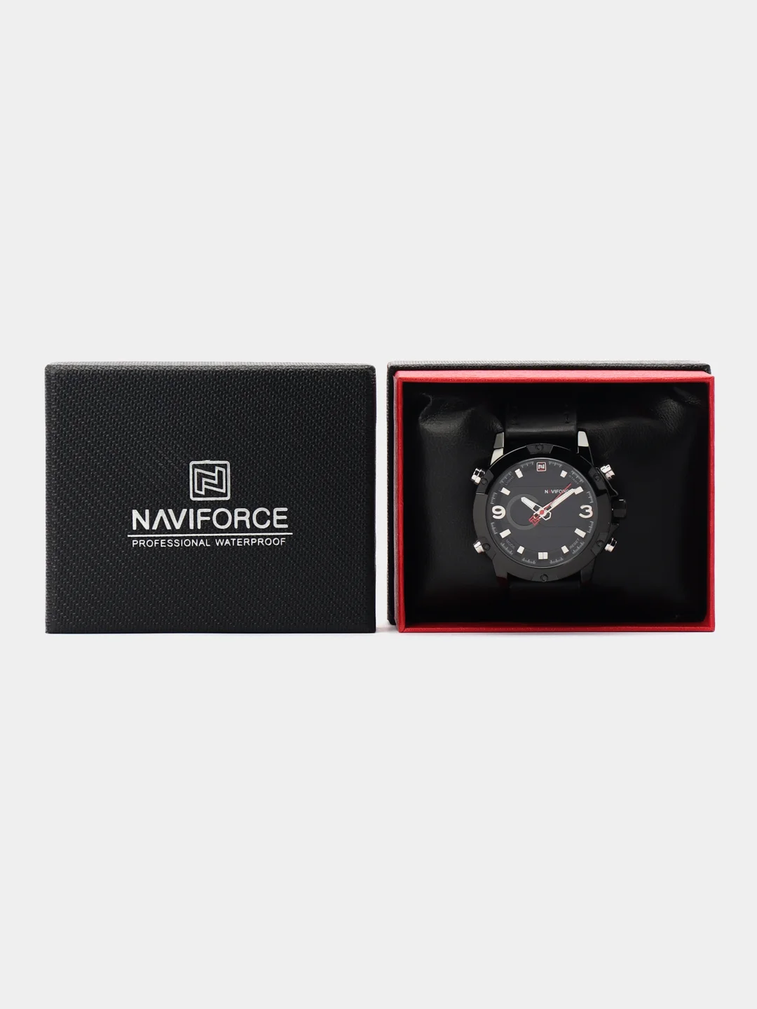 Черный мужские наручные часы Naviforce NF9097 с хронографом, в подарочной упаковке