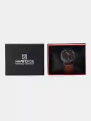 Коричневый мужские наручные часы Naviforce NF9122 с календарём, в подарочной упаковке