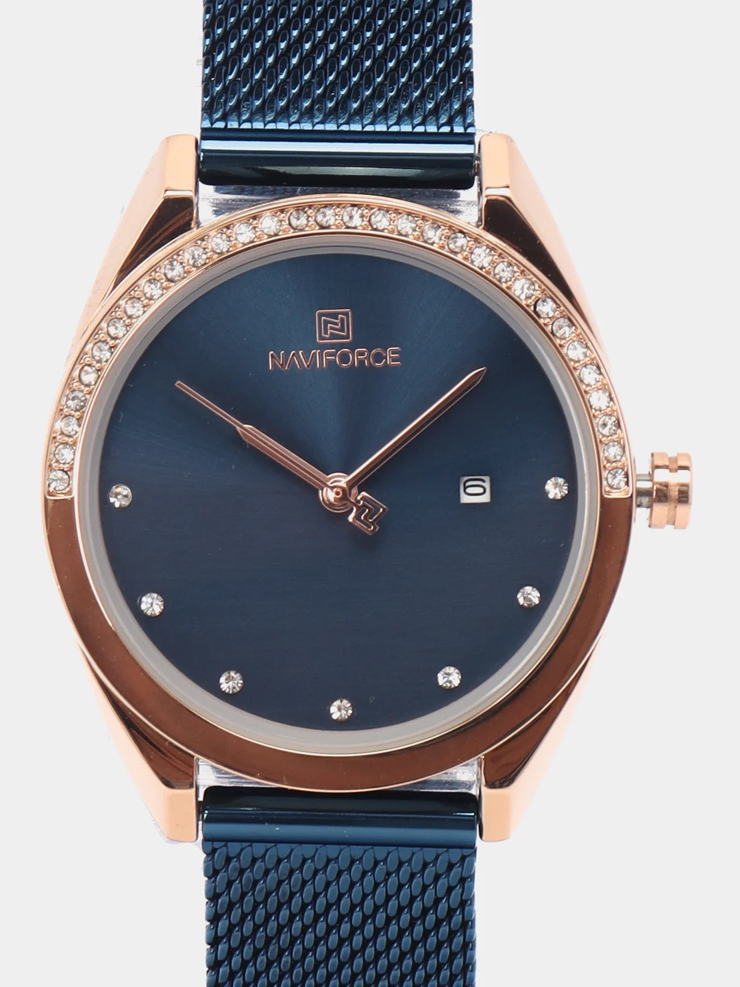 Темно-синий женские наручные часы Naviforce NF5015 с календарём в подарочной упаковке