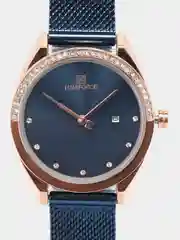 Темно-синий женские наручные часы Naviforce NF5015 с календарём в подарочной упаковке