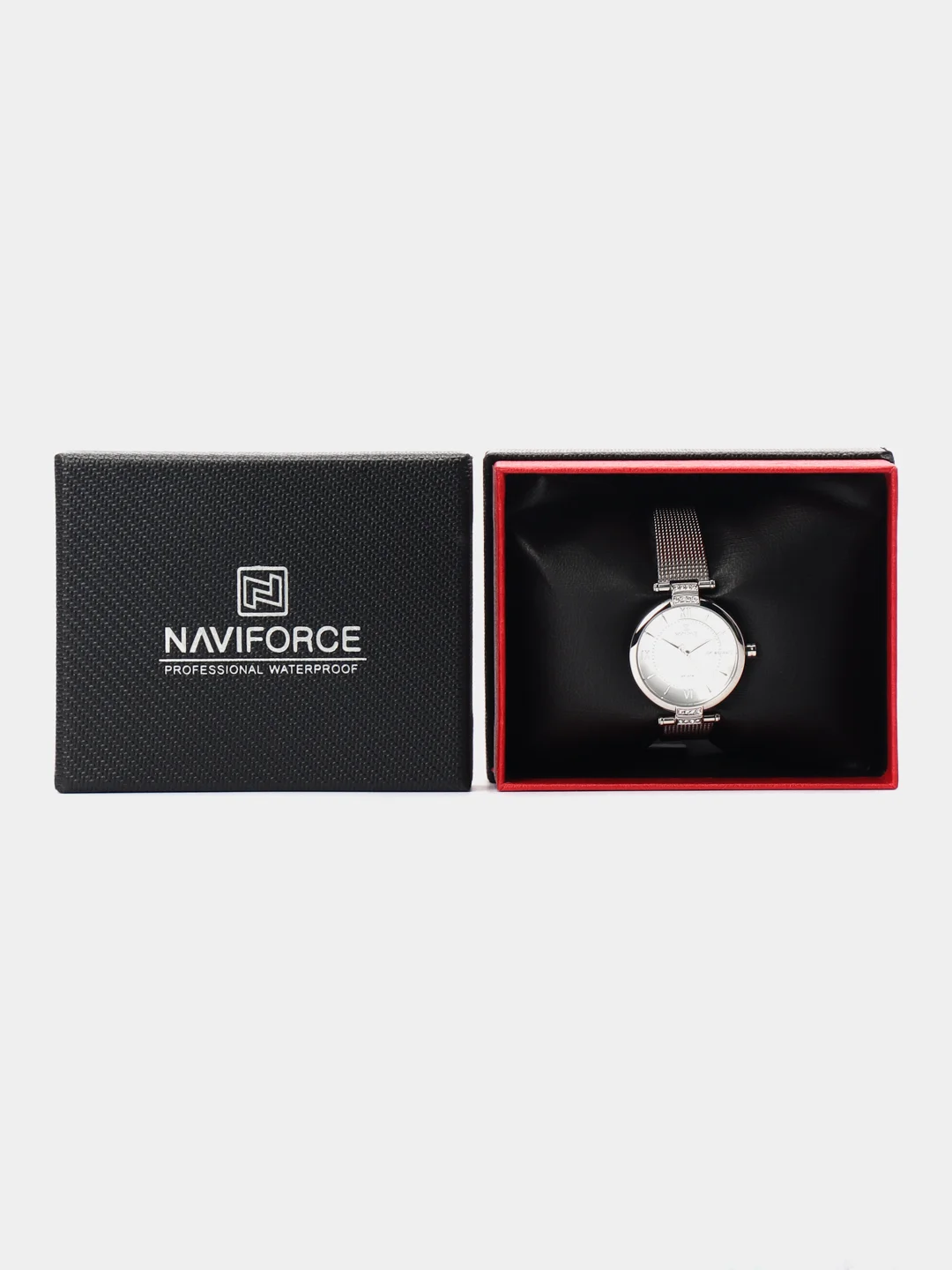 Серебряный женские наручные часы Naviforce NF5019 в подарочной упаковке