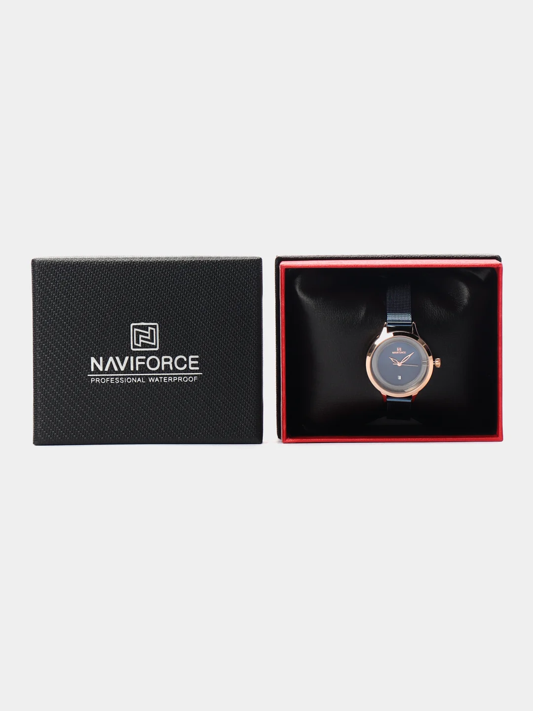 Синий женские наручные часы Naviforce NF5014 с календарём в подарочной упаковке