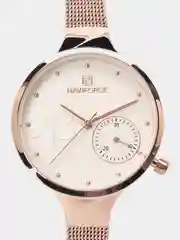 Золотой женские наручные часы Naviforce NF5001S с календарём в подарочной упаковке
