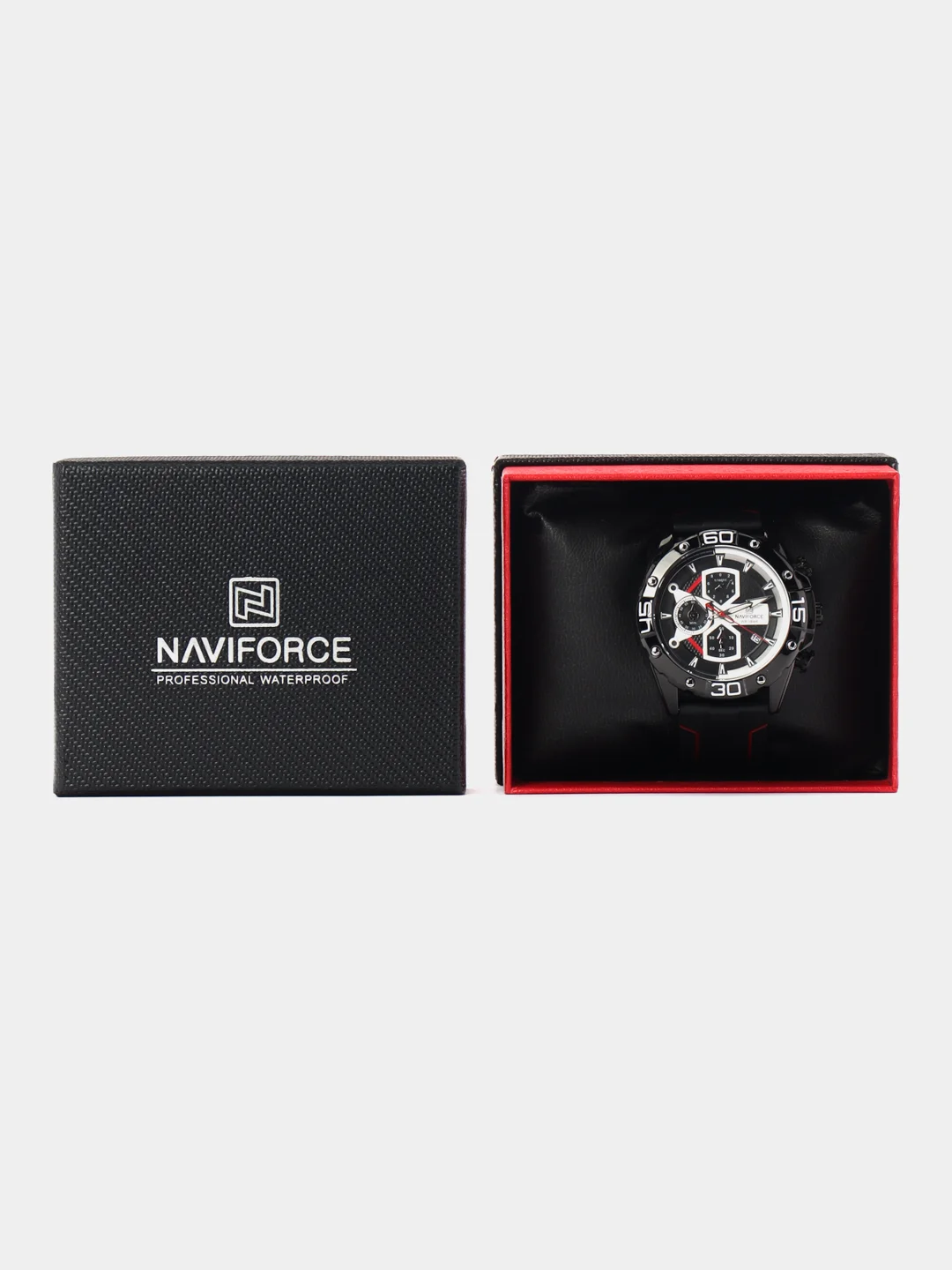 Черный мужские наручные часы Naviforce 8018T с хронографом, в подарочной упаковке