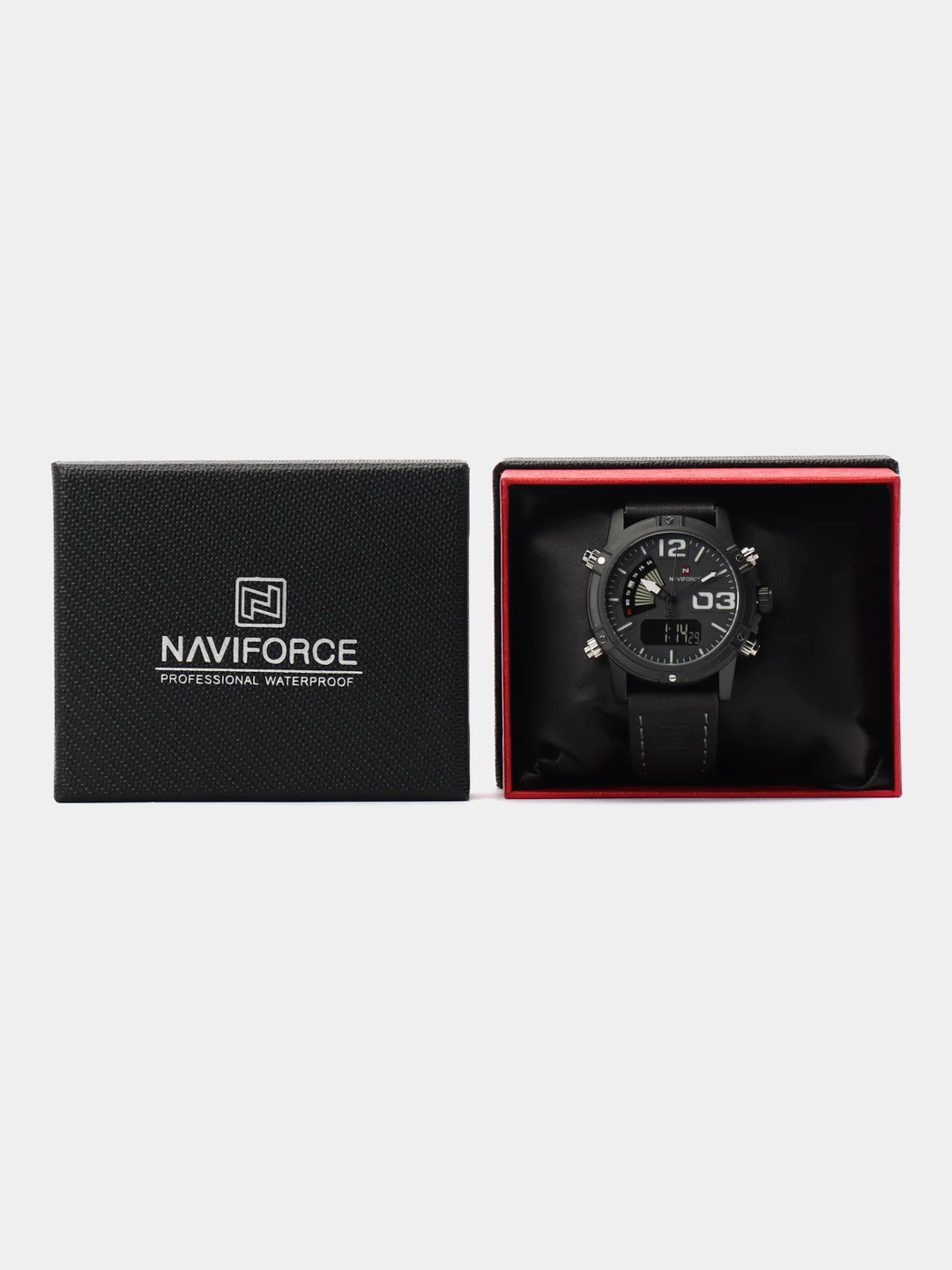 Серый мужские наручные часы Naviforce NF9095 с хронографом, в подарочной упаковке