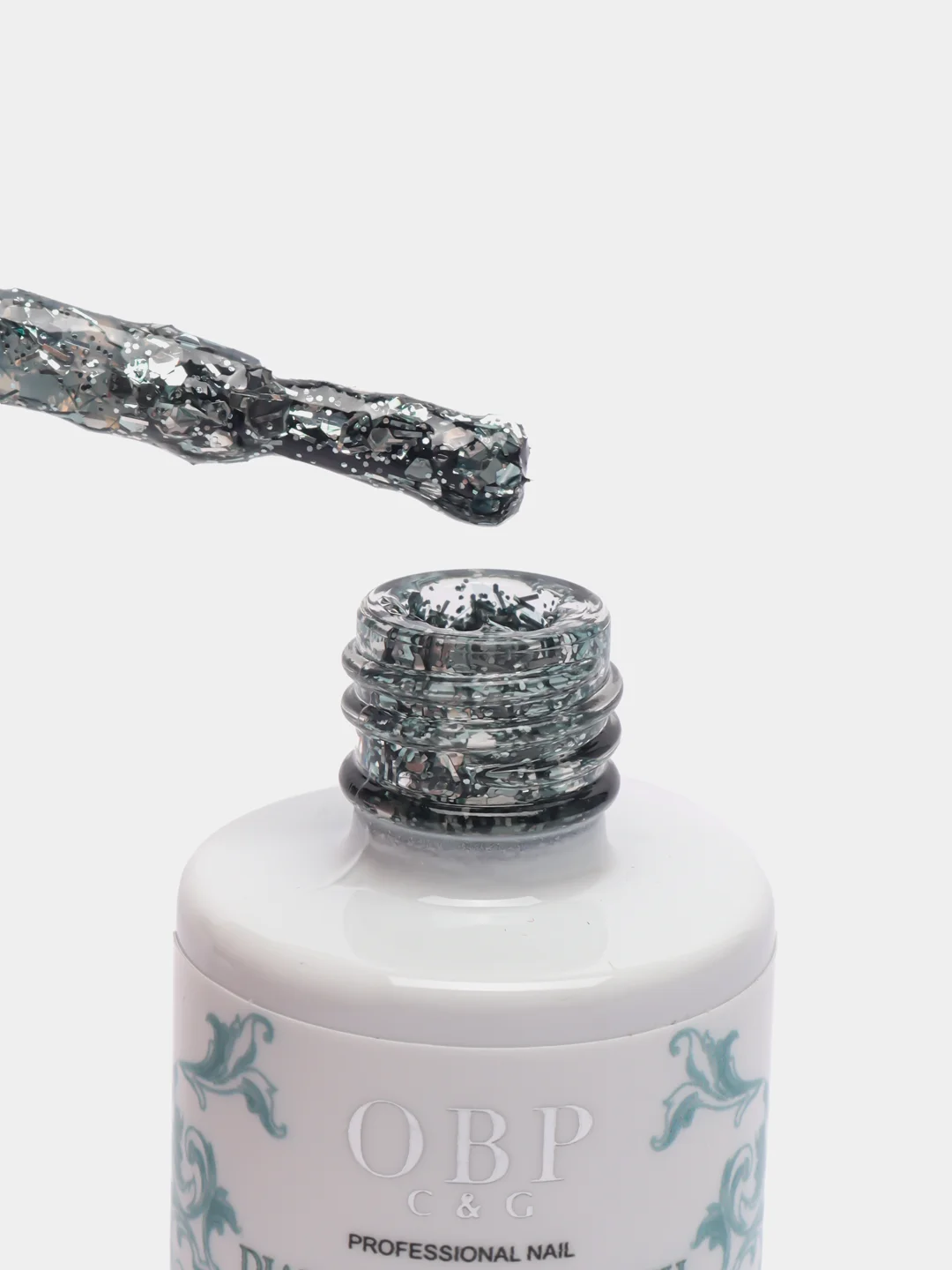 Хром гель-лак для ногтей, с блестками, блестки-шестигранники, OBP Diamond