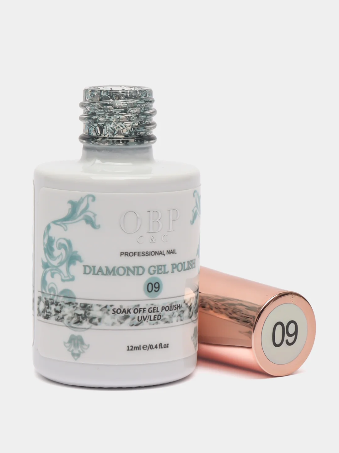 Хром гель-лак для ногтей, с блестками, блестки-шестигранники, OBP Diamond