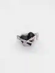 Серый металлик женское кольцо с сердцем