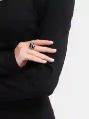 Серый металлик женское кольцо с сердцем