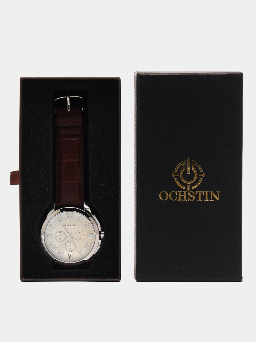 Коричневый мужские наручные часы Ochstin 7059B с хронографом в подарочной упаковке