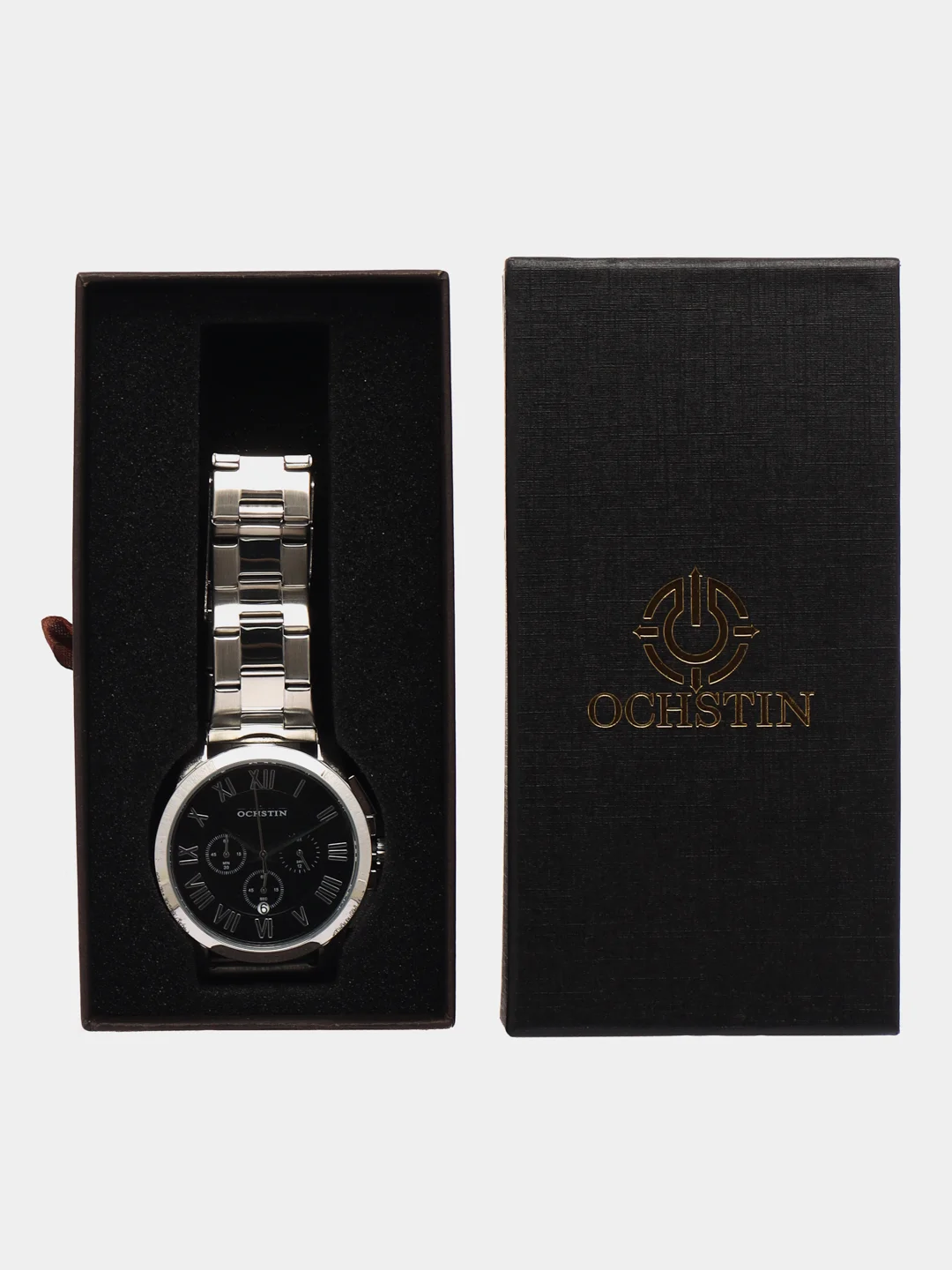 Серебряный мужские наручные часы Ochstin 7242 с хронографом в подарочной упаковке