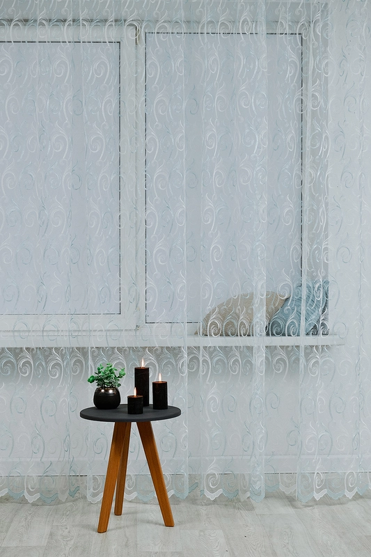 Тюль сетка для гостиной, спальни, 350*250, для детской, цвет бирюза, вензель