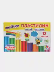 Пластилин мягкий для лепки для школы и сада Юнландия, 12 цветов, 180 г, Со Стеком, 106672