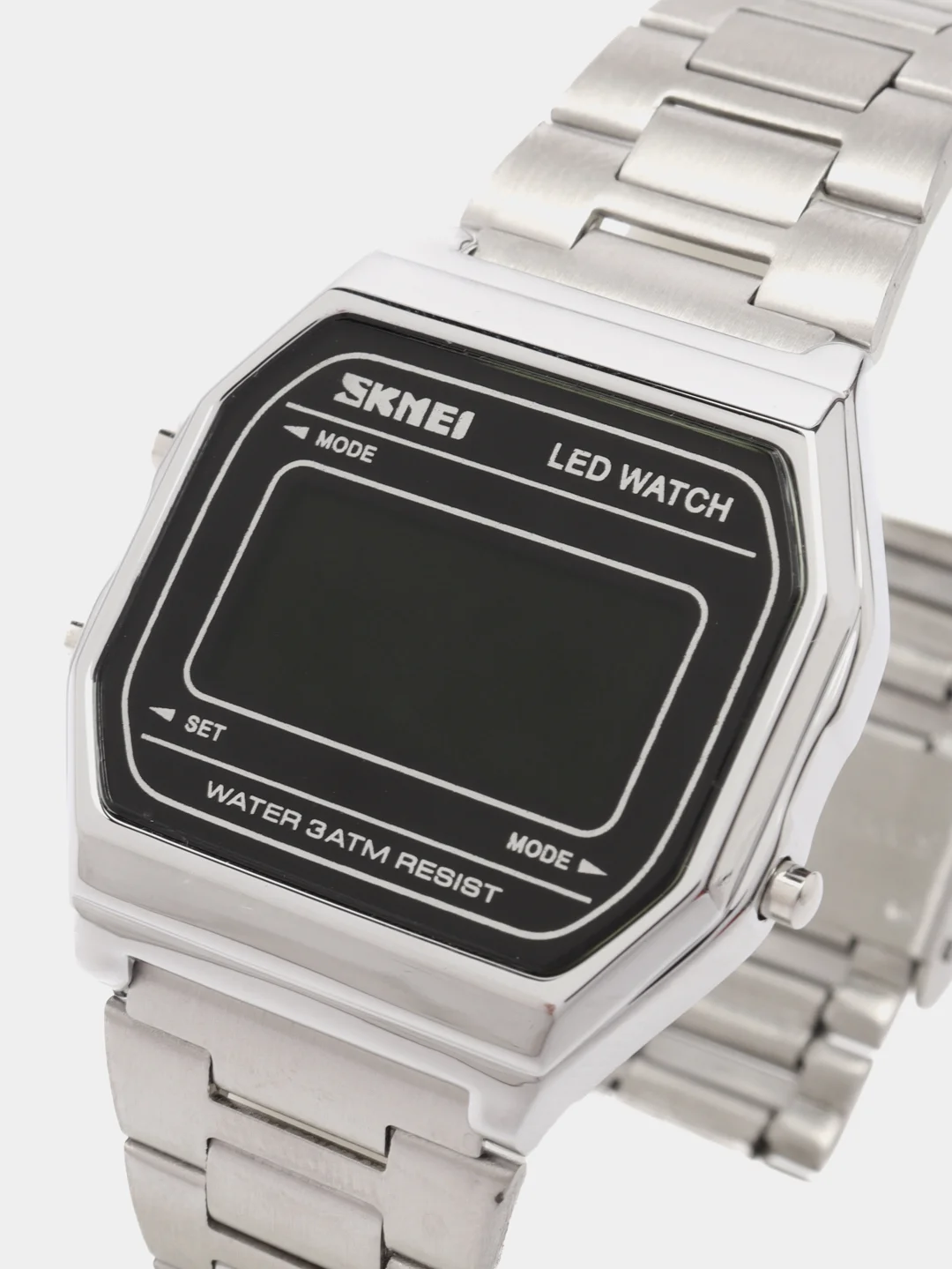 Серебряный мужские наручные электронные Led часы Skmei 1646 в подарочной упаковке