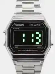 Серебряный мужские наручные электронные Led часы Skmei 1646 в подарочной упаковке