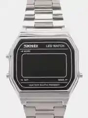 Серебряный мужские наручные электронные Led часы Skmei 1646 в подарочной упаковке