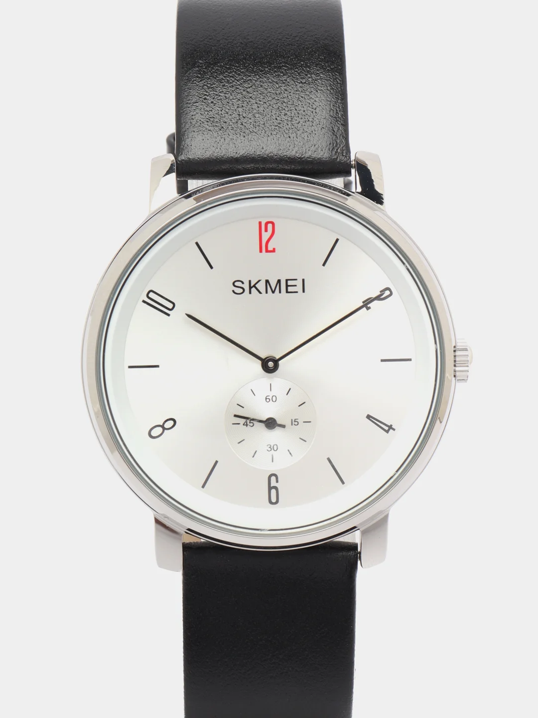 Серебряный мужские наручные часы Skmei 1398L с кожаным ремешком